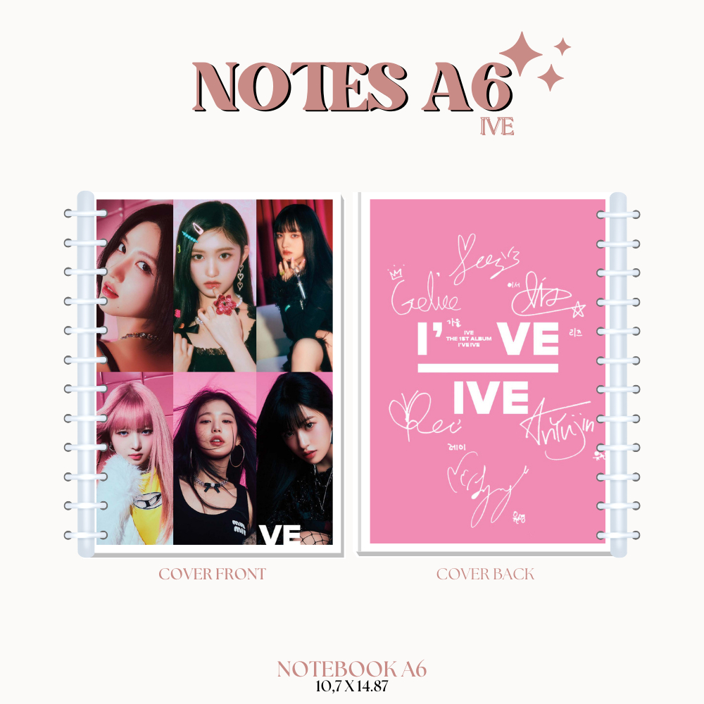 NOTES IVE I'VE (ISI 40 HVS + COVER LAMINASI 2 SISI) BUKU NOTE NOTEBOOK TANDA TANGAN TTD KPOP IDOL KOREA PREMIUM MURAH UNOFFICIAL YUJIN GAEUL WONYOUNG LIZ REI LEESEO READY STOCK !