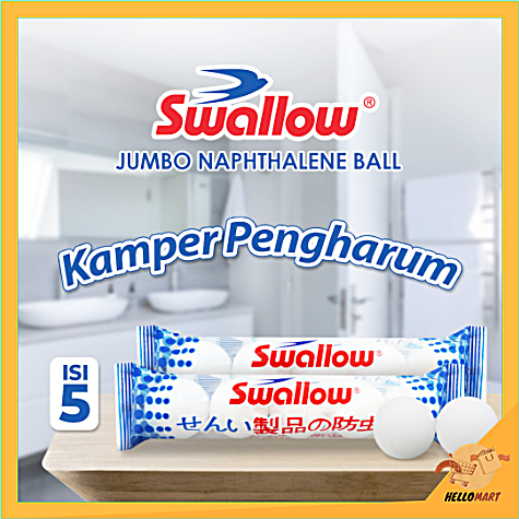 ORIGINAL Kamper Swallow Toilet Ball PUTIH Isi 5pcs / Jumbo Naphthalene Ball / HELLOMARTID