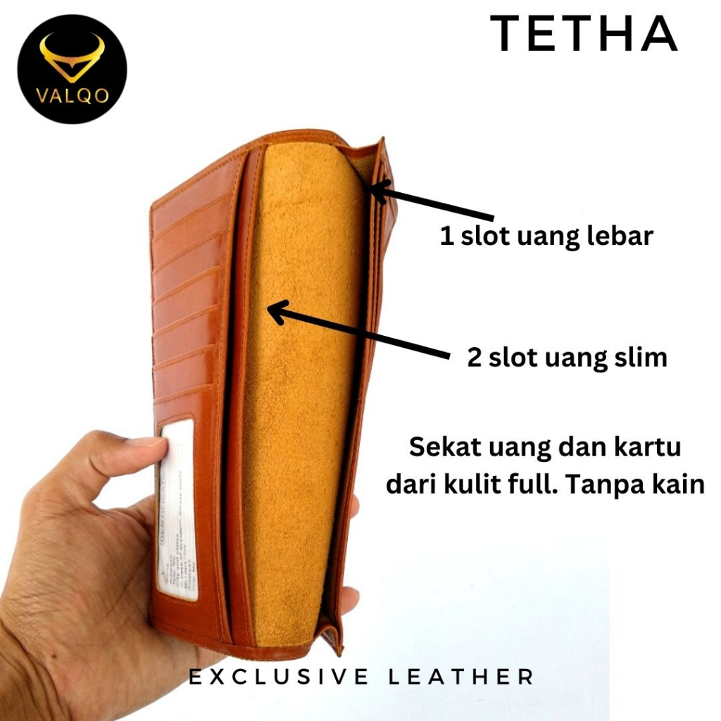 [VALQO] Dompet TETHA Spesial Full kulit sapi Tanpa Furing Pria Wanita