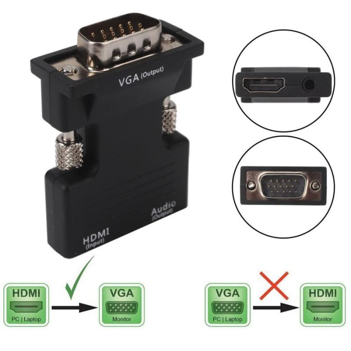 TUKUYU-PROMO Adapter Converter HDMI Female to VGA Male 1080P Audio Port