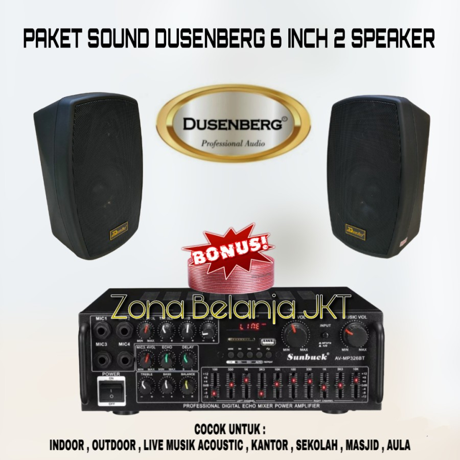 PAKET SOUND SYSTEM CAFE AULA DUSENBERG 6.5 INCH 2 SPEAKER ( SET 1 )