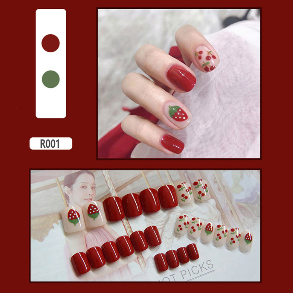 24pcs Kuku Palsu akrilik Fashion Korea / Fake Nail Art korean fashion version denagn lem KU040