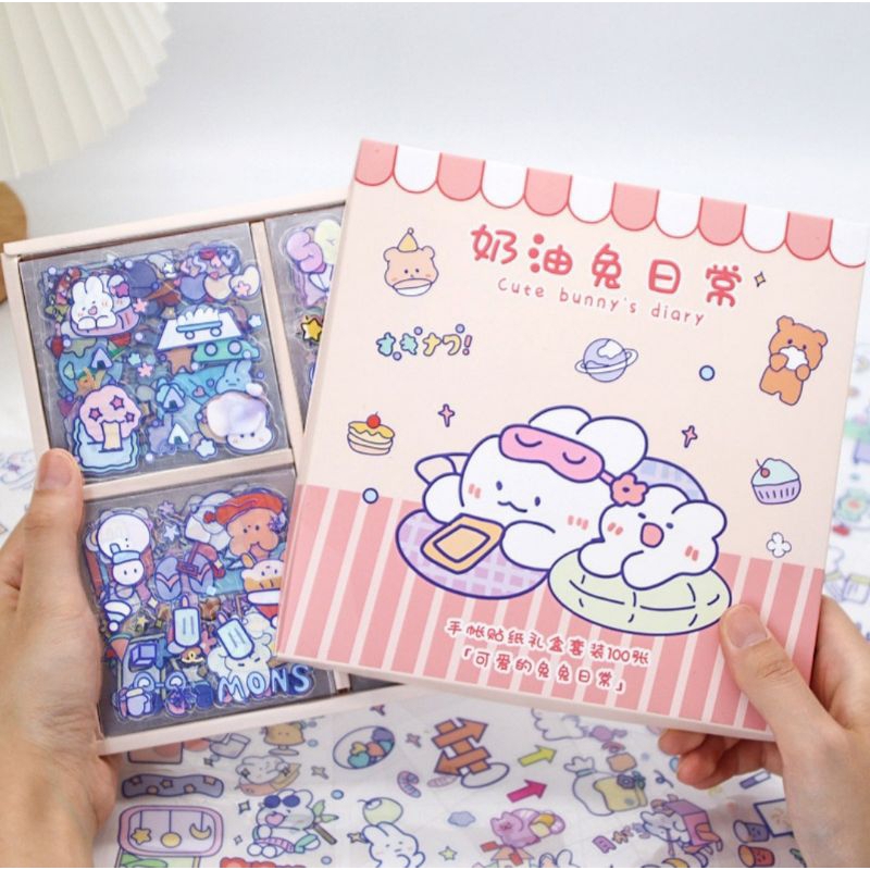 

Cutte bunny diary deco stickers collection /Stickers Collection Box Set Gambar Tempel Warna