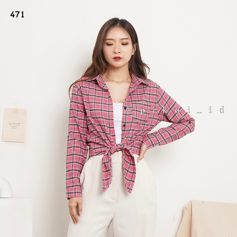 PROMO / Kemeja flanel cewek / kemeja cewek murah / kemeja kotak murah / kemeja flanel ikat cewek 471