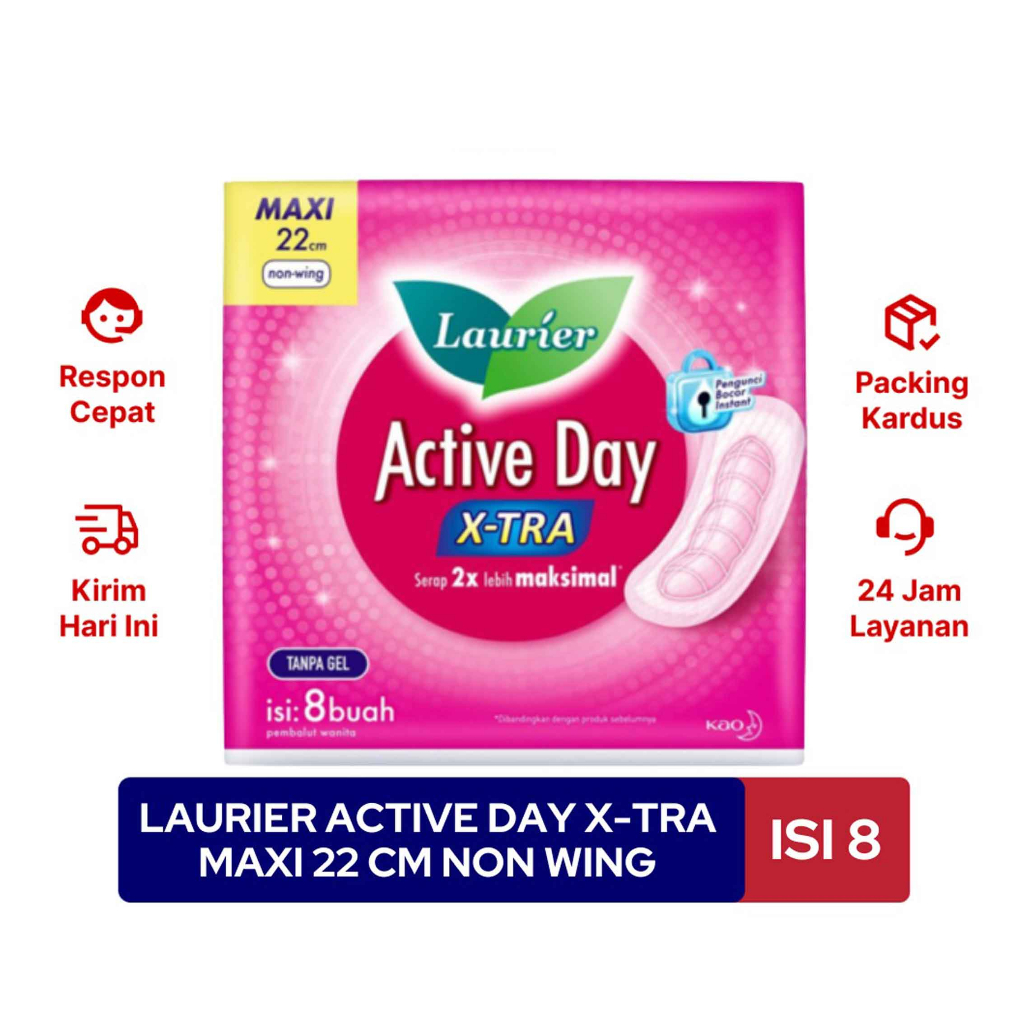 Laurier / Pembalut / Active day / super maxi / quick lock / Tanpa gel