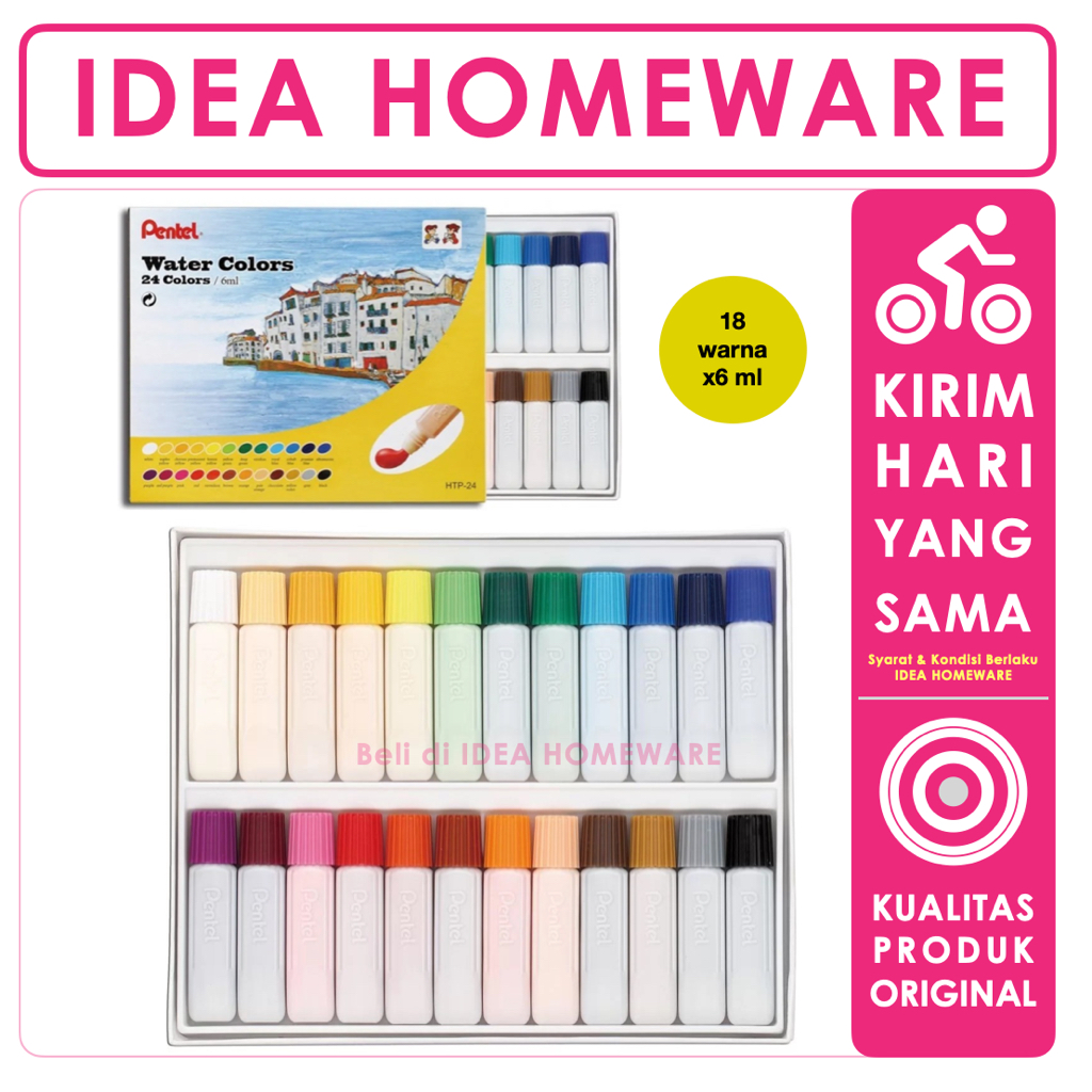 

Cat Air Pentel Water Colors Set 24 x 6 ml Non Toxic Tidak Beracun HTP 24