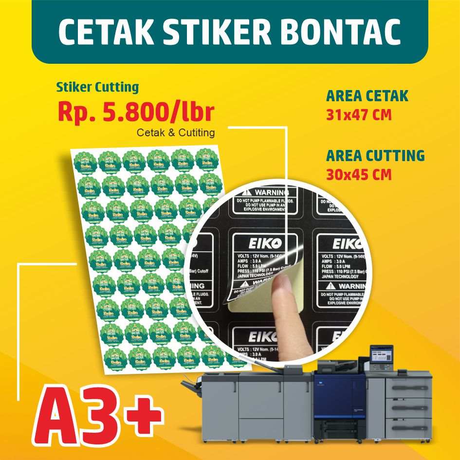 

Cetak Stiker Bontac A3+ Cetak Stiker Label Bontak Stiker Kemasan Sudah Termasuk Cutting