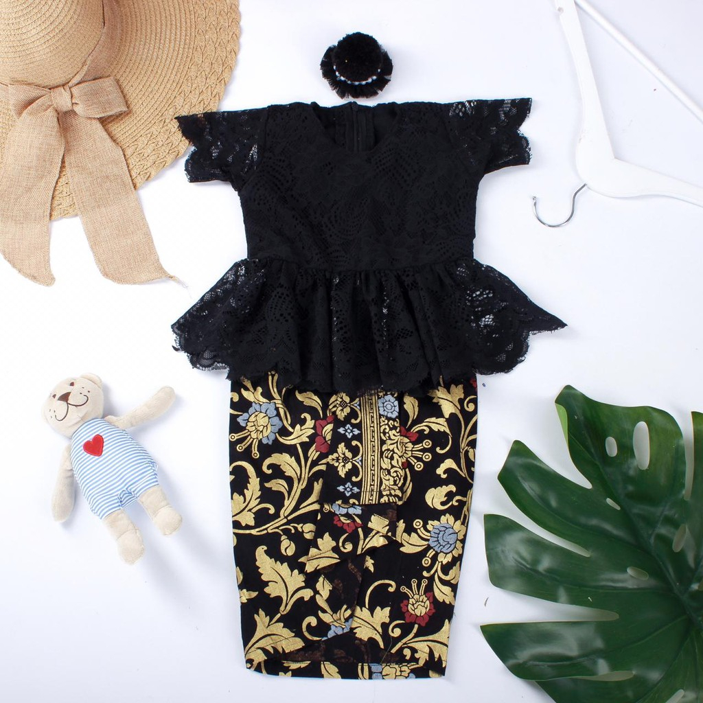 PEPPLUM ANAK TANIA WARNA HITAM 0-2 TAHUN/ TANIA ANAK / KEBAYA ANAK / BAJU TRADISONAL ANAK / KEBAYA M