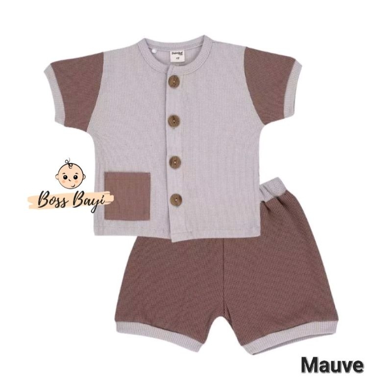 Dialogue Baby Color Mix Short Playset Waffle - DFB0211 DFB0212 (Setelan Anak Baju Lemgan Pendek + Celana Pendek)