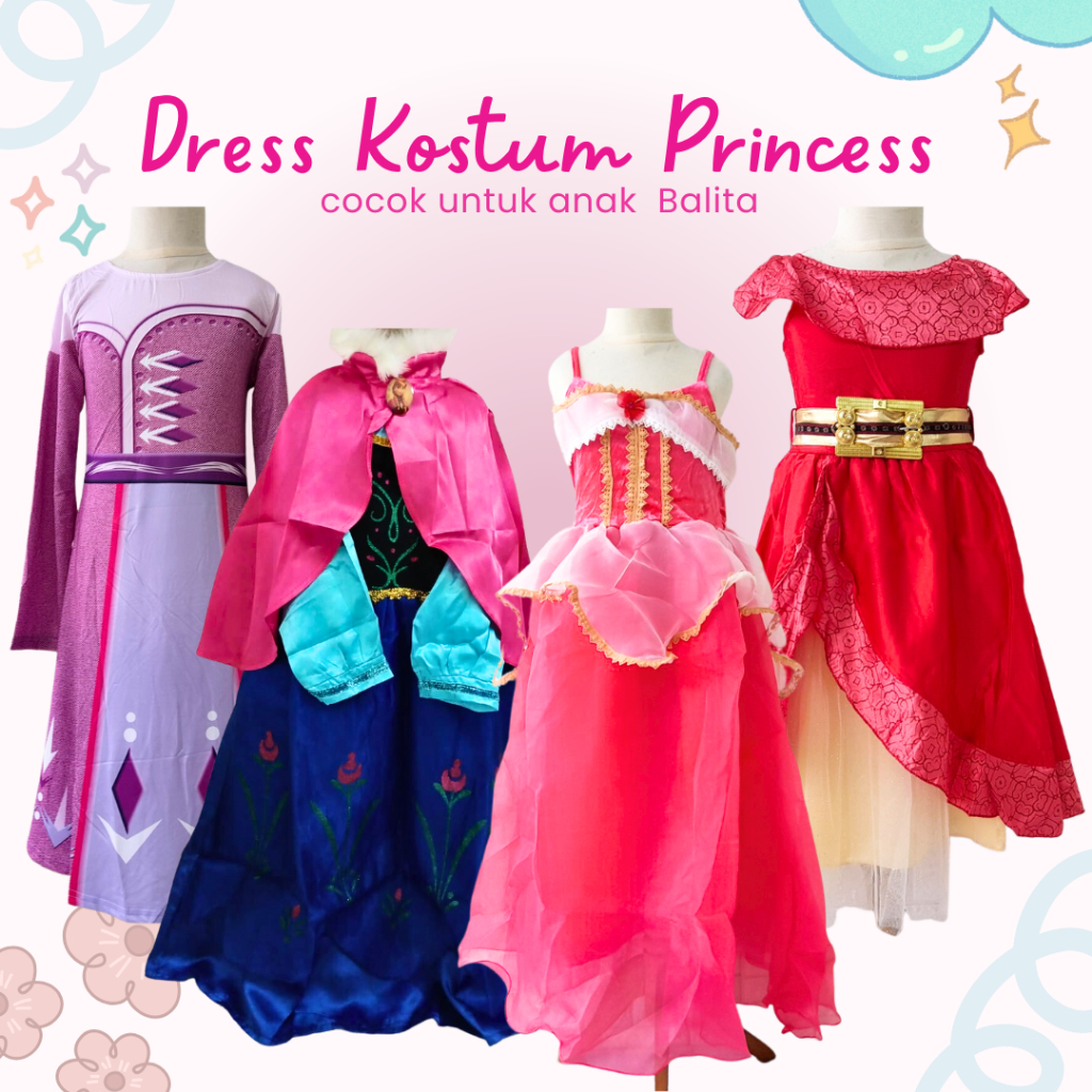 Dress Kostum Anak Karakter Princess Baju lebaran Pesta Kondangan Balita