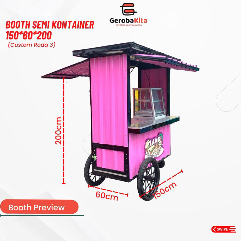 Booth Dorong Semi Container Plus Etalase