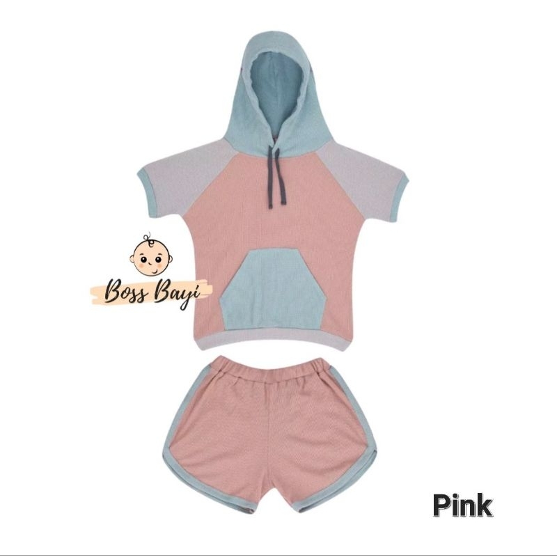 Dialogue Baby Hoodie Set Short Raglan - DFB0236 DFB0237 (Setelan Pendek Hoodie Anak)