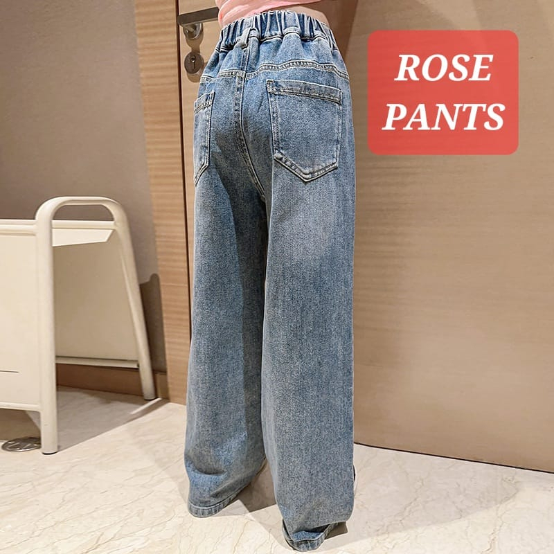 ROSE PANTS CELANA PANJANG JEANS JINS ANAK REMAJA CEWEK KOREA KPOP IMPORT