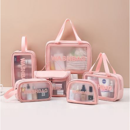 Tas Travel Organizer Kosmetik / Tas Washbag Waterproof Portable Model Transparan Anti Air / Pouch Make Up Bag