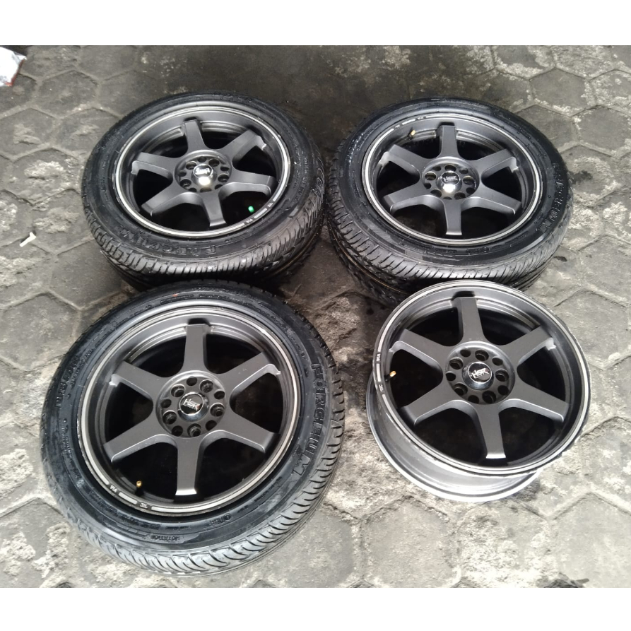 Velg Mobil Racing Ring 16 Velg Bekas Hsr Tokyo R16 Lebar 7 Pcd 5x100-114 Ban 205 50 R16 3pcs