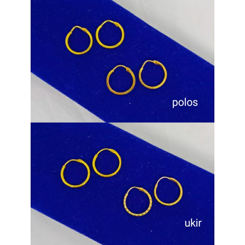 anting ring gypsy variasi polos &amp; ukir/perak asli silver 925 lapis emas/perhiasan fashion wanita terbaru