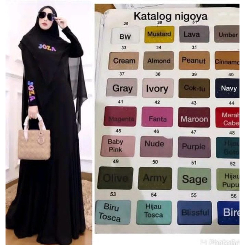 NIGOYA SERIES By JOZA ARINA SET UMTOH HAJI HITAM BLACK CERRUTY BUSUI POLOS MERAH PUTIH BROKEN WHITE