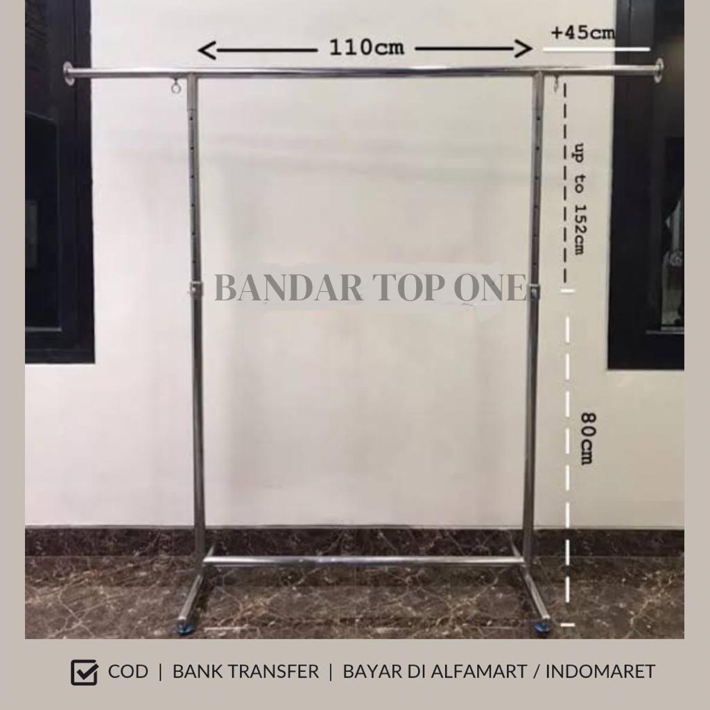 Hanger Gawang Gamis | Gantungan Baju Model Tarik Ujung | Tarik Samping (Pipa Besar) Tebal Chrome