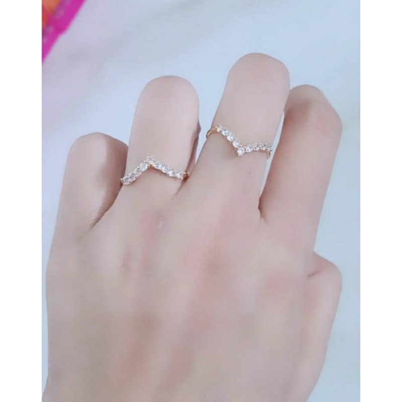 cincin listring (fuji) mata putih/perak asli silver 925 lapis emas/perhiasan fashion wanita terbaru