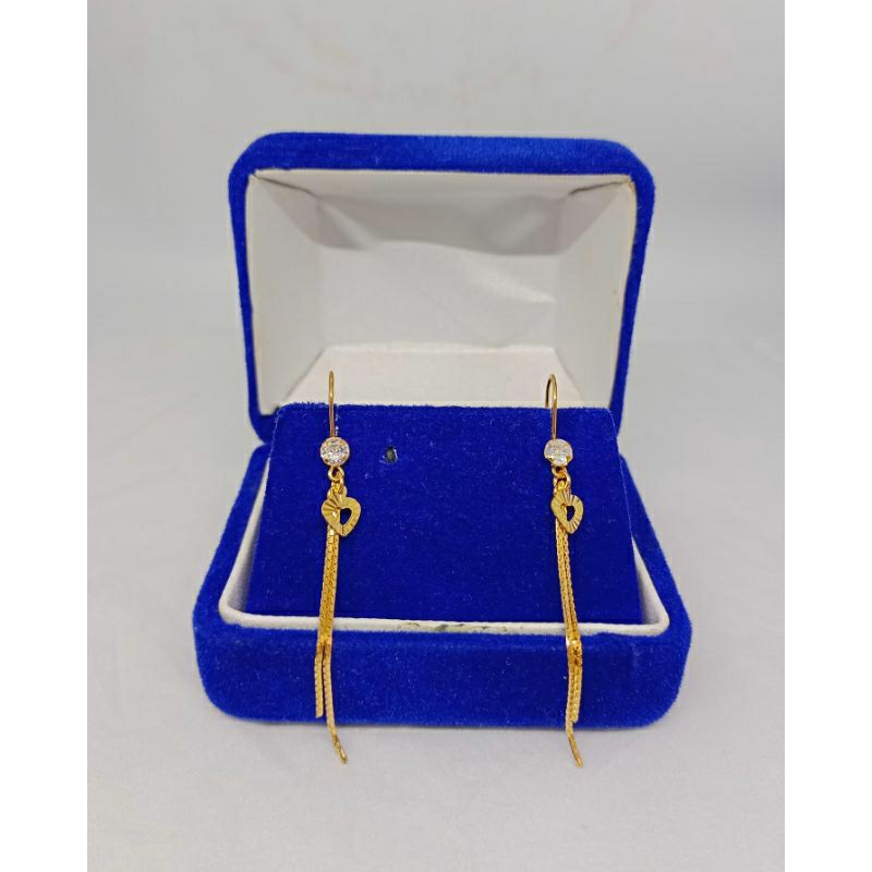 anting kait rumbay+1 love ukir/perak asli silver 925 lapis emas/perhiasan fashion wanita terbaru