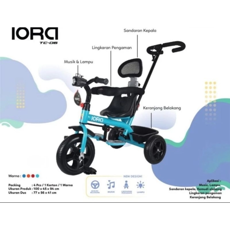 Sepeda Anak Roda 3 Pmb Iora TC-06 Roda tiga
