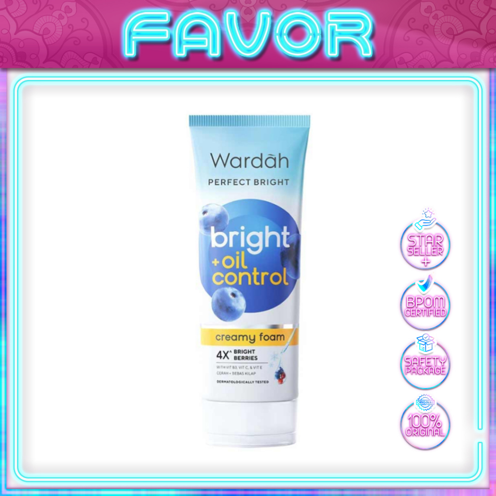 Wardah Perfect Bright Creamy Foam Bright + Oil Control 100 ML | Sabun Cuci Muka Face Wash untuk Kulit Cenderung Berminyak