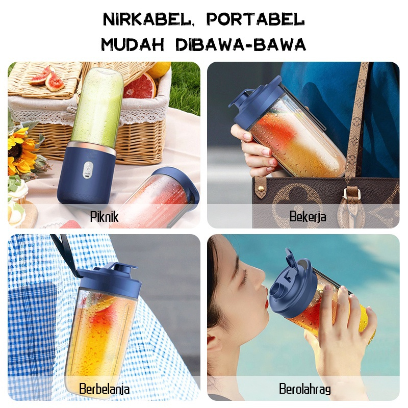 Blender Portable Mini Juice Blender 6 Pisau Juicer Portable Usb Pembuat Jus Elektrik Rechargeable Mini Mixer Ice Crusher