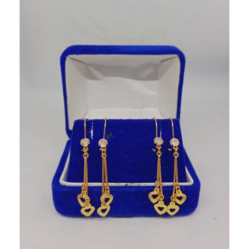 anting kait mp 1 + m .itali love ukir bolong /anting kait perak asli silver 925 lapis emas/ anting fashion terbaru