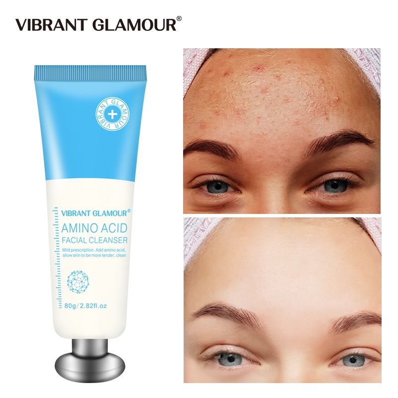 VIBRANT GLAMOUR Amino Acid Facial Cleanser &amp; Pembersih Wajah Whitening Acne Deep Cleansing Non-irritating Face Wash - 80g Original