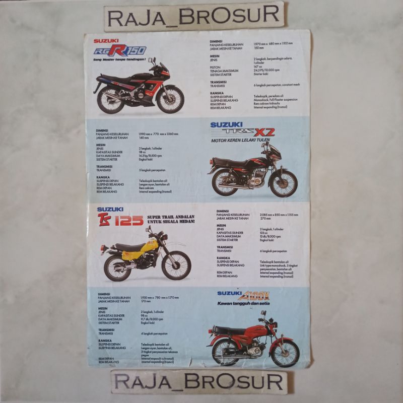 Poster brosur katalog flyer jadul lawas TrendSetter Suzuki lineup RGR150-RGR Crystal/TRS X2-TRS XZ/T