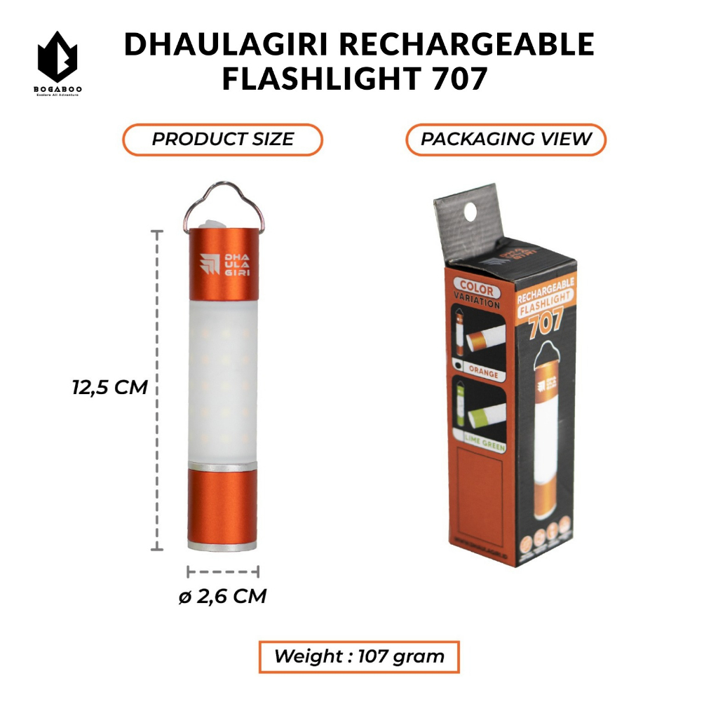 dhaulagiri rechargeable Flashlight 707 Waterproof - Lampu Lentera Gantung Anti Air  - Lampu Tenda Camping Outdoor - Lampu Gantung Tenda Dhaulagiri Camping Light Tent - Lampu -Senter Hiking Camping