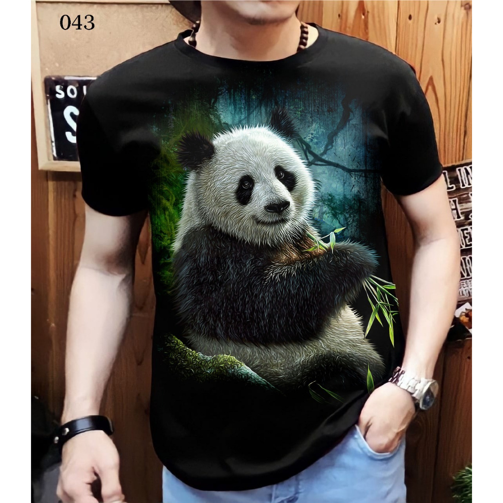 Kaos Distro Pria Motif Gambar Panda / Baju Cowok Dewasa / Shalch Trendy