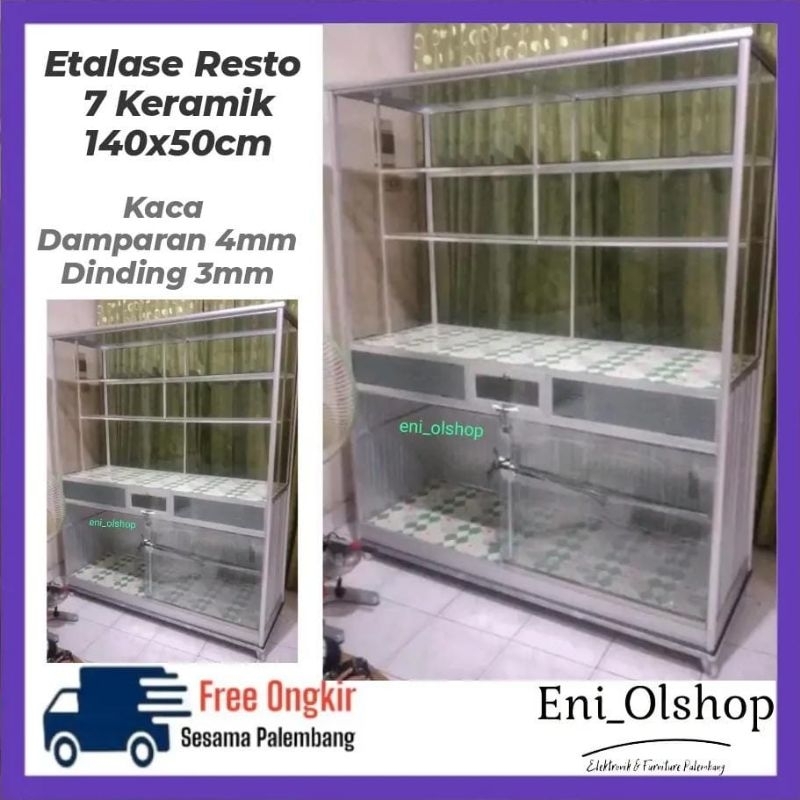 Etalase Resto, Etalase Jumbo 7 Keramik 140x50cm, Etalase Jualan Makanan, Palembang, Etalase Resto Al