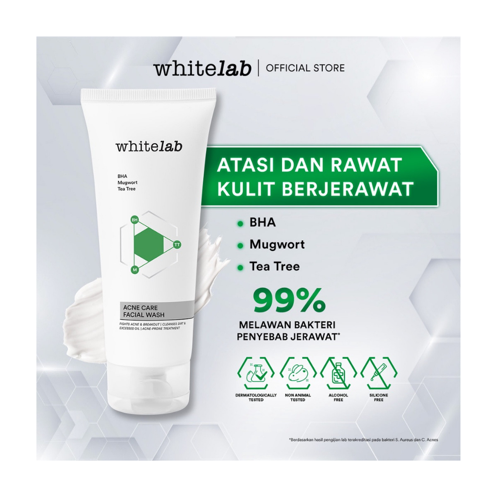 WHITELAB Acne Care Facial Wash | Sabun Muka Wajah Jerawat - 100gr