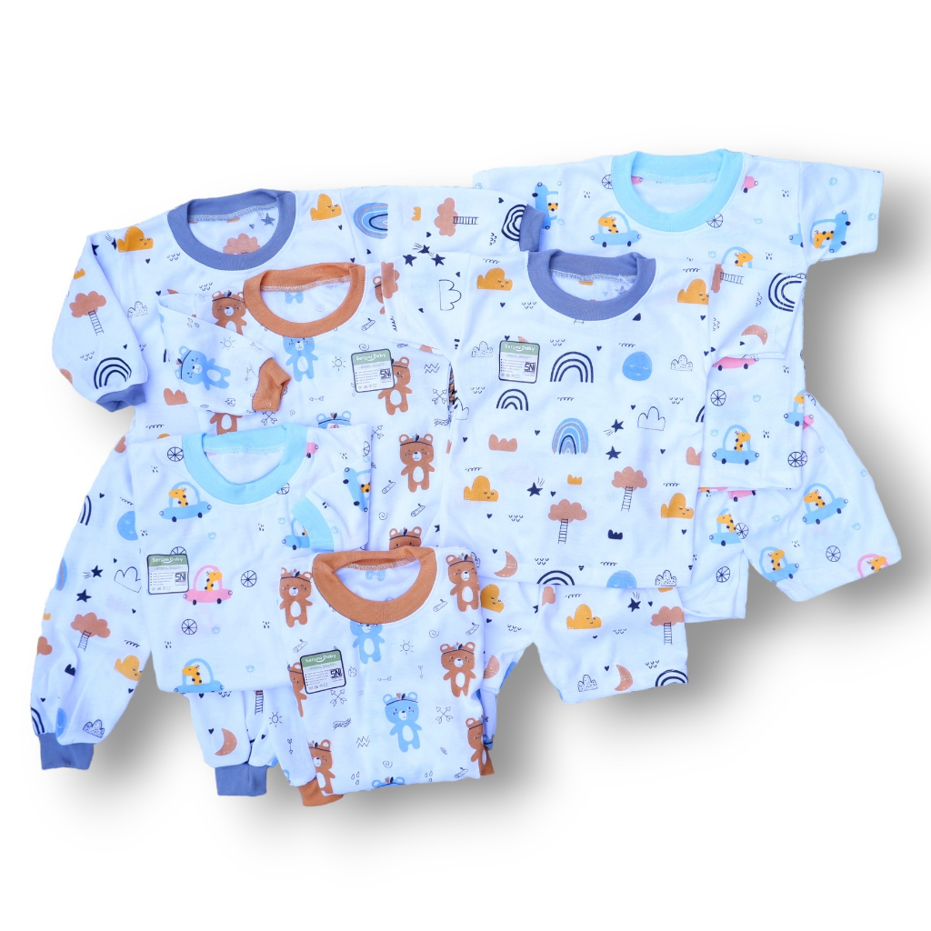 Isi 3 Set Setelan Baju Bayi Seruni Baby SNI Mix Motif 0-12 Bulan