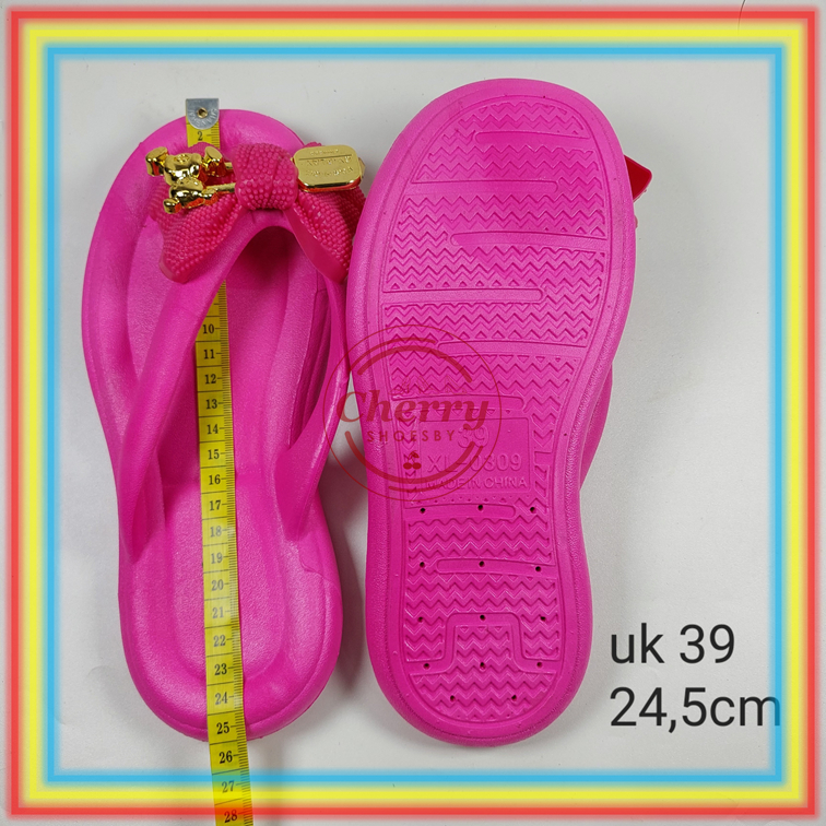 0309-3 Sandal Jepit Wanita Karet Fuji Verotino Sendal Cewek Motif Pita Gemoy Lucu Empuk Glanzton