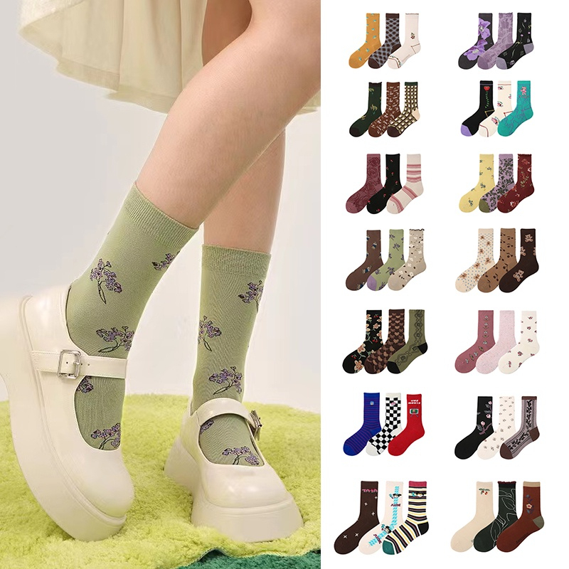 3 - Pack Gift Box Crew Socks for Women Autumn Calf Socks 8025