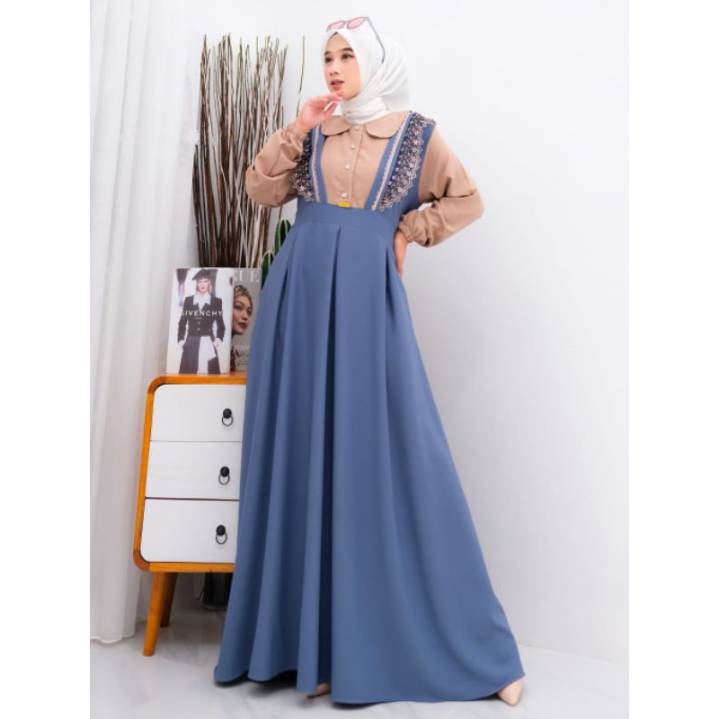 Gamis Remaja Dewasa Terbaru Series LIRRA Crincle JIRAN Berlabel By Alesyana Jiran Dress bahan Syakil