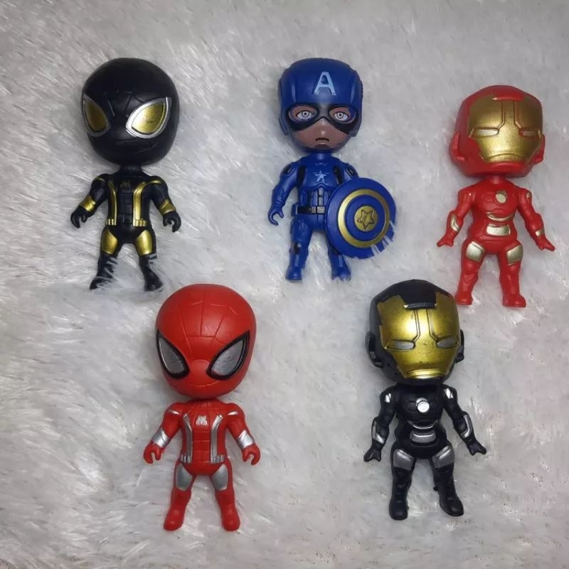 Mainan Robot MARVEL AVANGER Set 5 Karakter Ironman Merah Spiderman Medah Capten Amerika Ironman Hitam Spiderman Hitam Mainan Keluarga Lucu Dan Edukatif