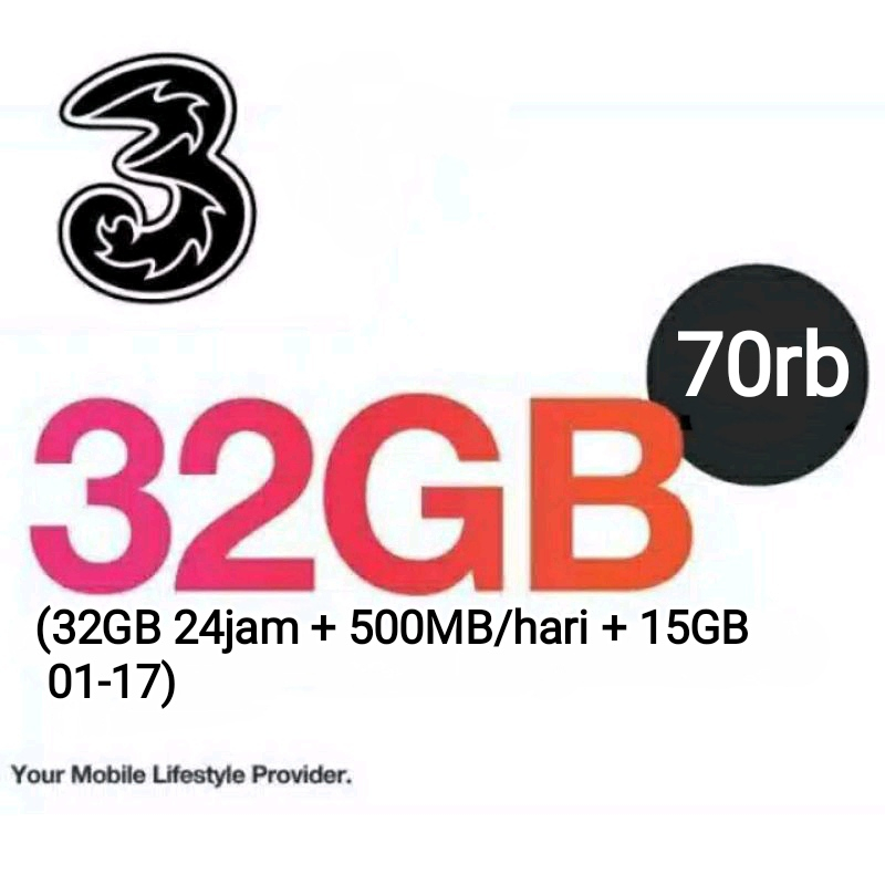 KUOTA 32 GB / 35GB / 38 GB (INJECT) kuota tri 32gb kuota tri aon  tri 32gb kuota tri murah