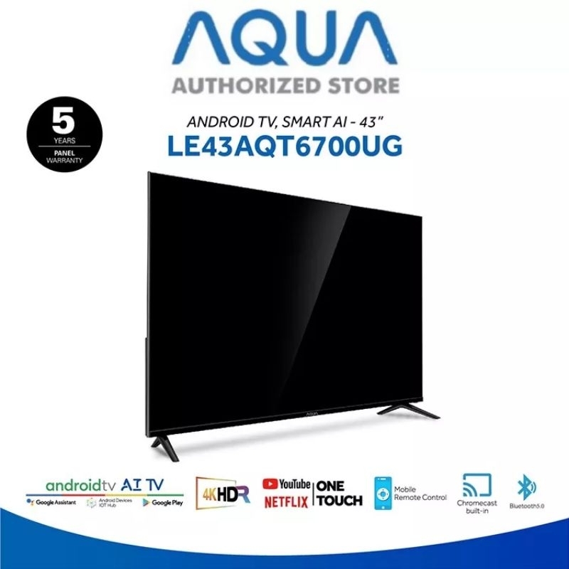 AQUA LED TV ANDROID 43INC AQUA JAPAN ANDROID SMART TV 43AQT6700 DIGITAL TV 4K HDR UHD CHROMECAST BUILT-IN