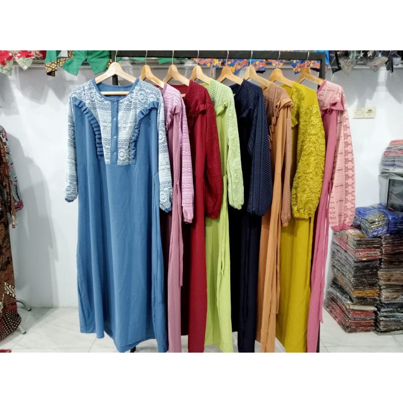 Gamis Crinkle Kombinasi Brokat//Gamis Kekinian//Model Baru