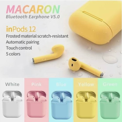 Headset Bluetooth Earphone Inpods i12 Inpod Macaron i 12 Wireless TWS Macaron Earbuds Headphone Bluetooth 5.0 for ios Android Extra Bass