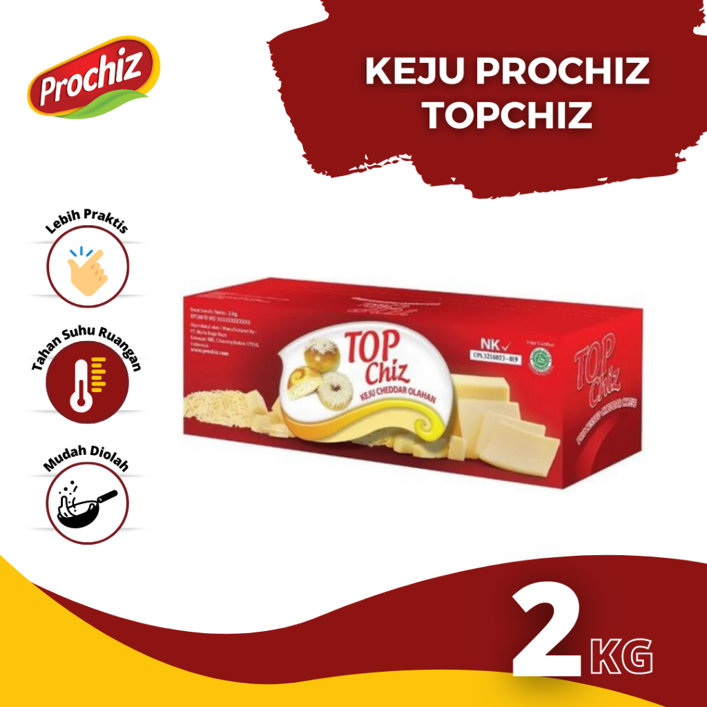 

TopChiz 2kg - Top Chiz 2 kg - Cheese ( Keju Cheddar by Prochiz )