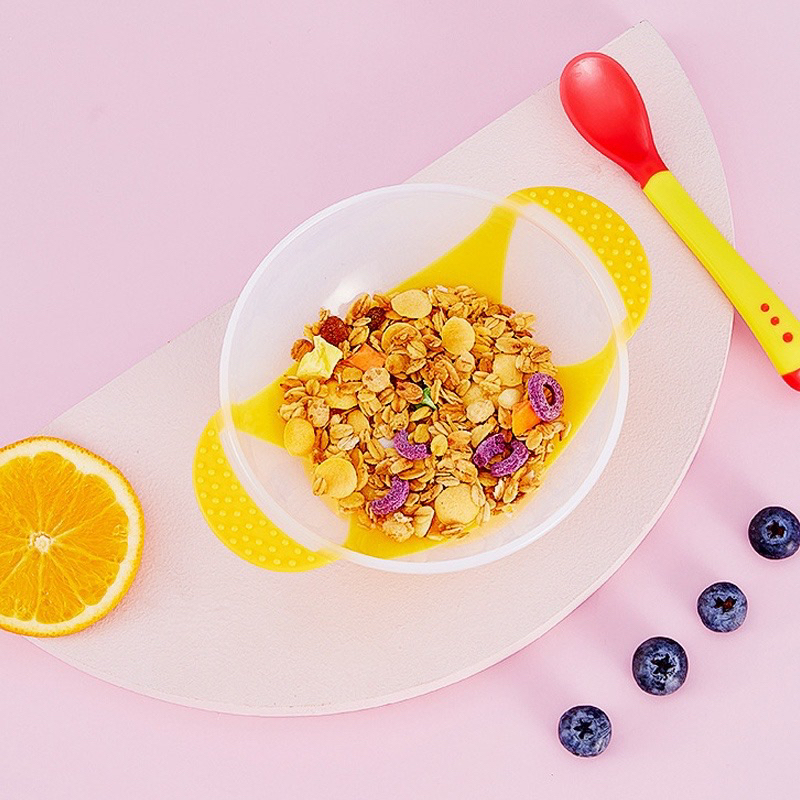 Mangkok sendok tutup  bayi /alat makan bayi silikon anti tumpah