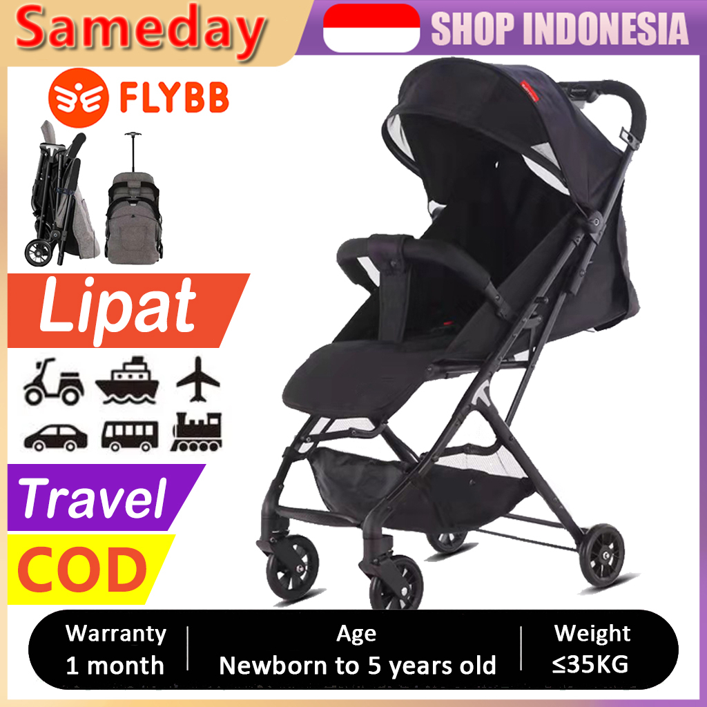 FLYBB Kereta Dorong Bayi Stroler Bayi Lipat Travelling Magic Stroller Baby FLYBB S08 Hitam