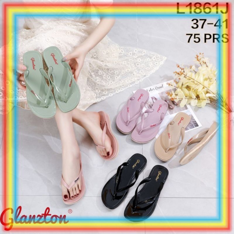 Sandal Wanita Jepit Wedges Jelly Impor Glossy