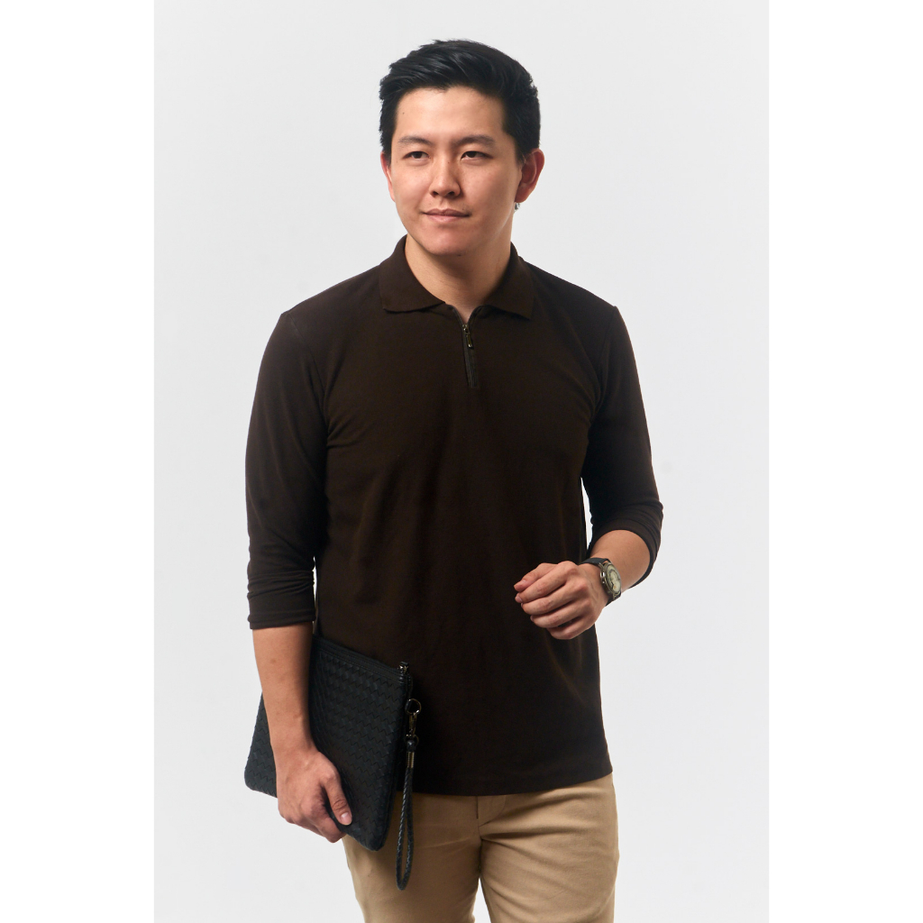 Long Sleeve Zipper Polo Shirt