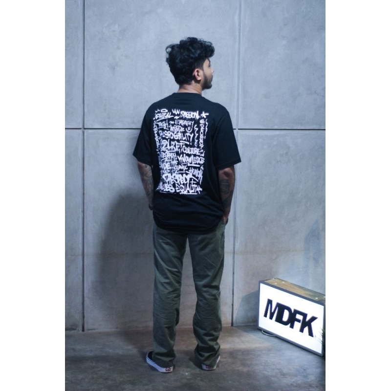 MDFK Words Pocket Tee / graffiti Tshirt (Black) New arrival