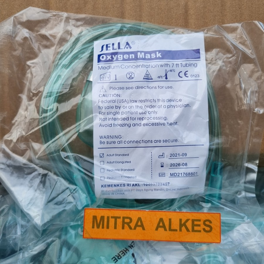 Masker Oksigen Dewasa - Anak SELLA. Adult - Child Oxygen Mask. Ogxygen Mask SELLA.